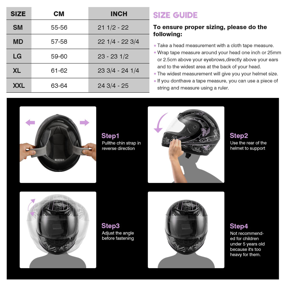 Full Face Motorcycle Helmet DOT Matte N5963