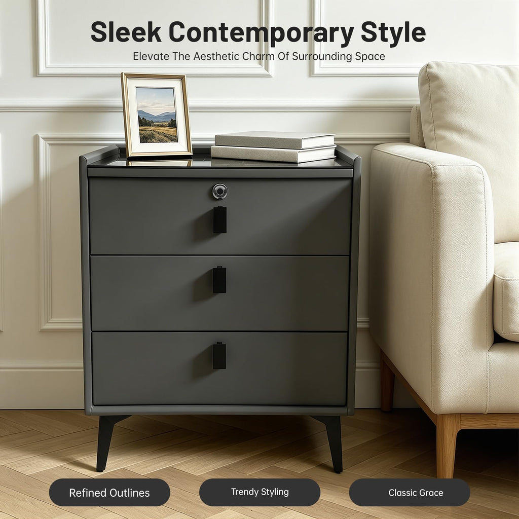 Smart LED Nightstand with Wireless Charging and Fingerprint Lock B52504