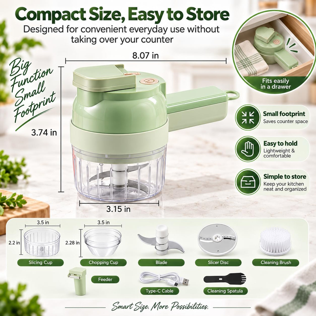 5-in-1 Wireless Electric Vegetable Chopper H19447