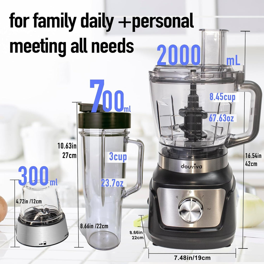 8-Cup Food Processor & Blender Combo, 1000W, Black T846514