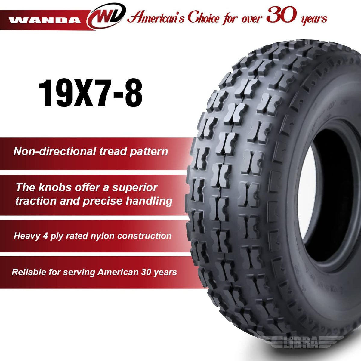 Set of 4 Sport ATV Tires 19x7-8 X4701