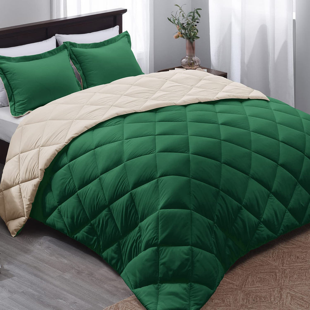 Forest Green King Size Reversible Down Alternative Comforter Set W613