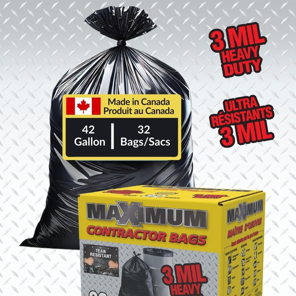 Heavy Duty 42-Gallon 3 Mil Black Garbage Bags 32 Counts C293215