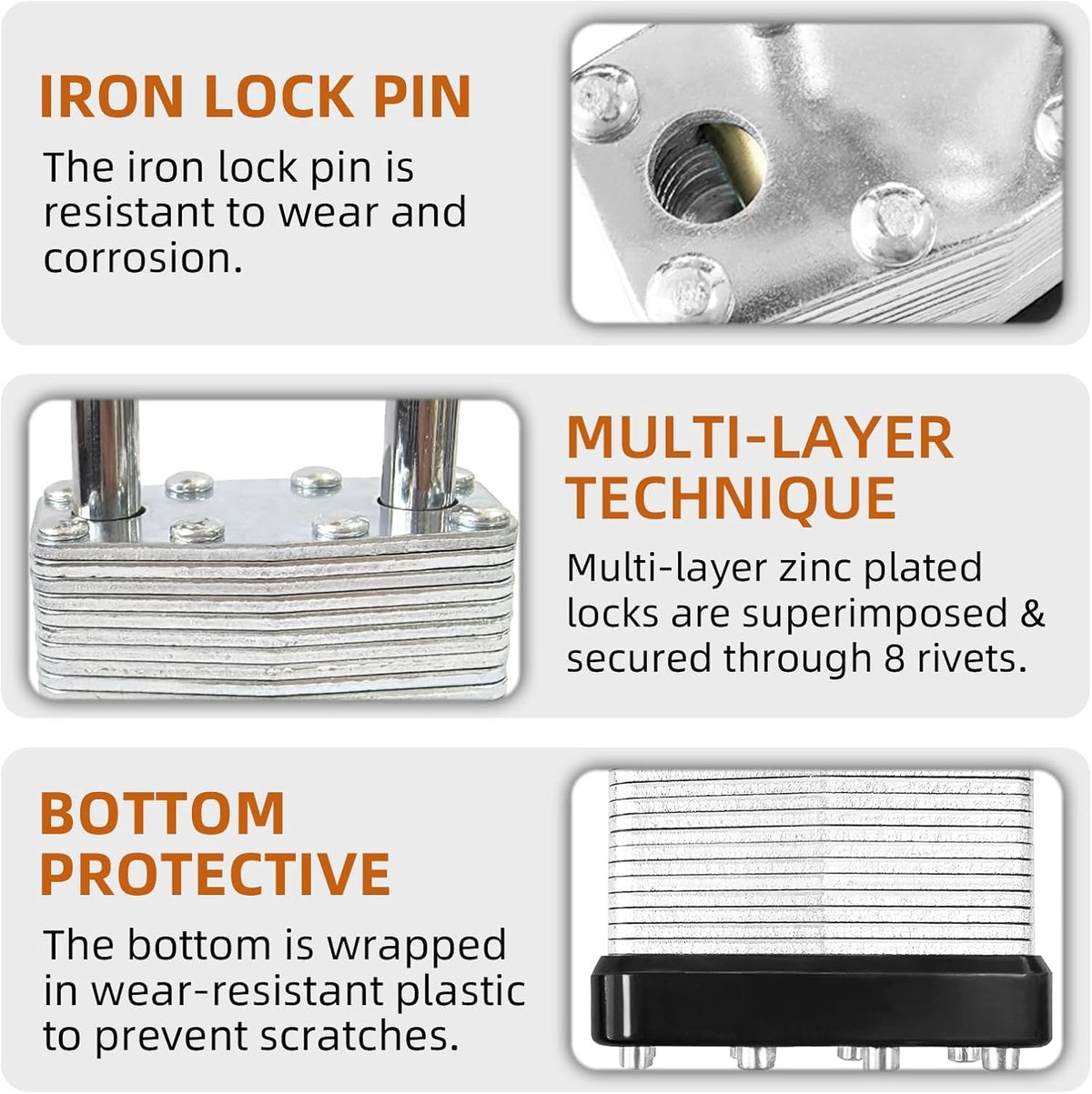 4 Pack Heavy Duty Laminated Padlocks with Same Key E9525