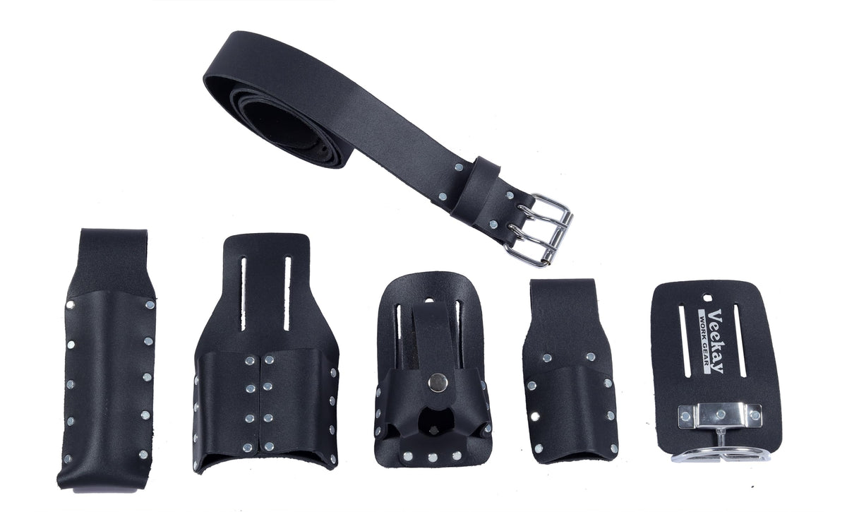 Black Leather 5-Piece Tool Belt Set N4663