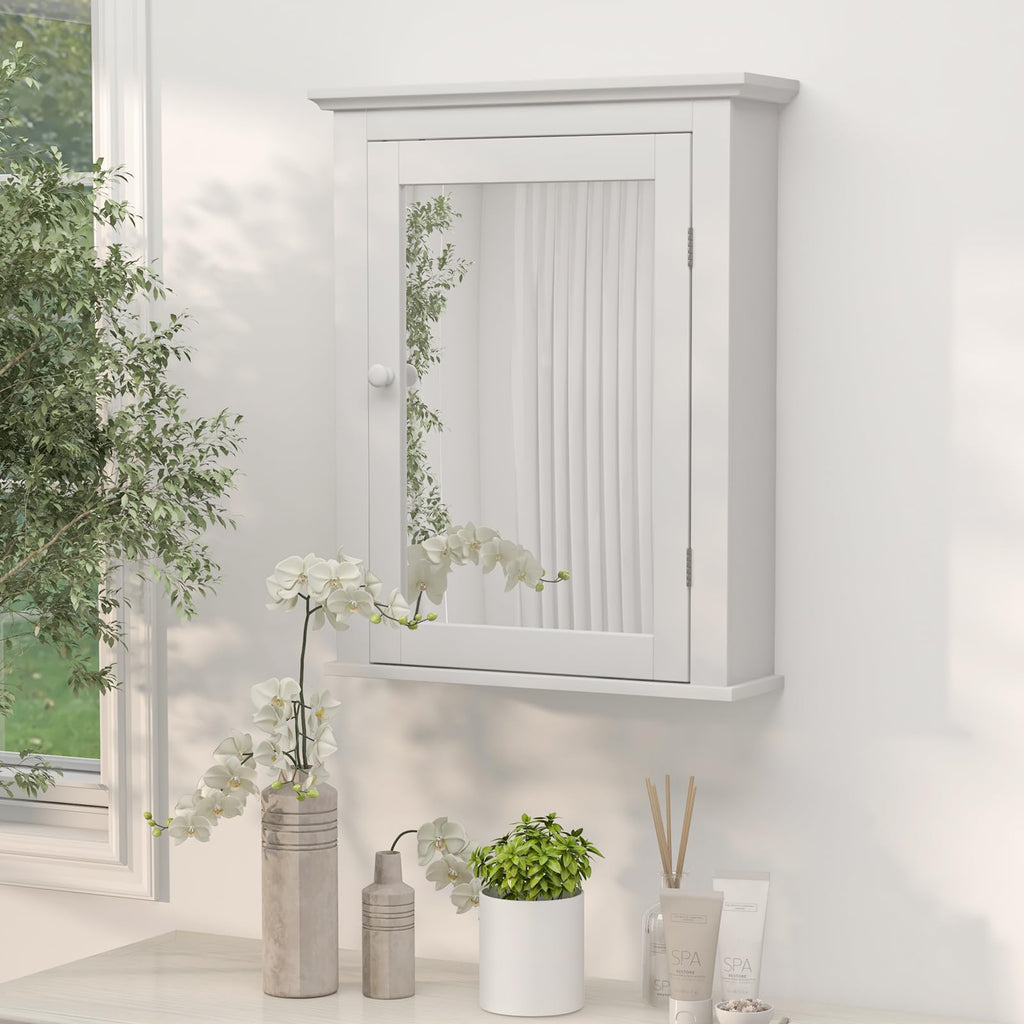 White Wall Mounted Medicine Cabinet with Mirror O59334