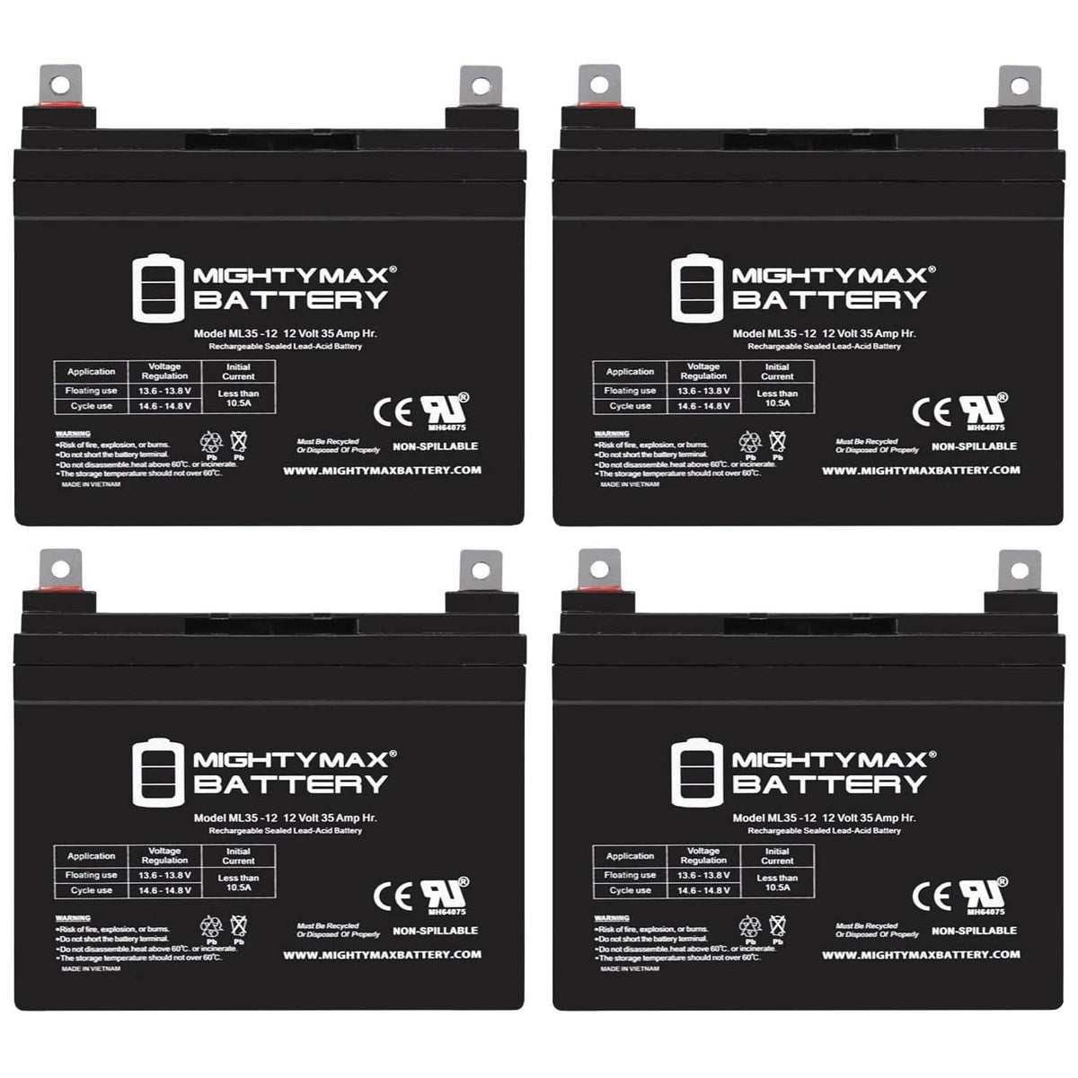 12V 35AH SLA Battery 4 Pack H221