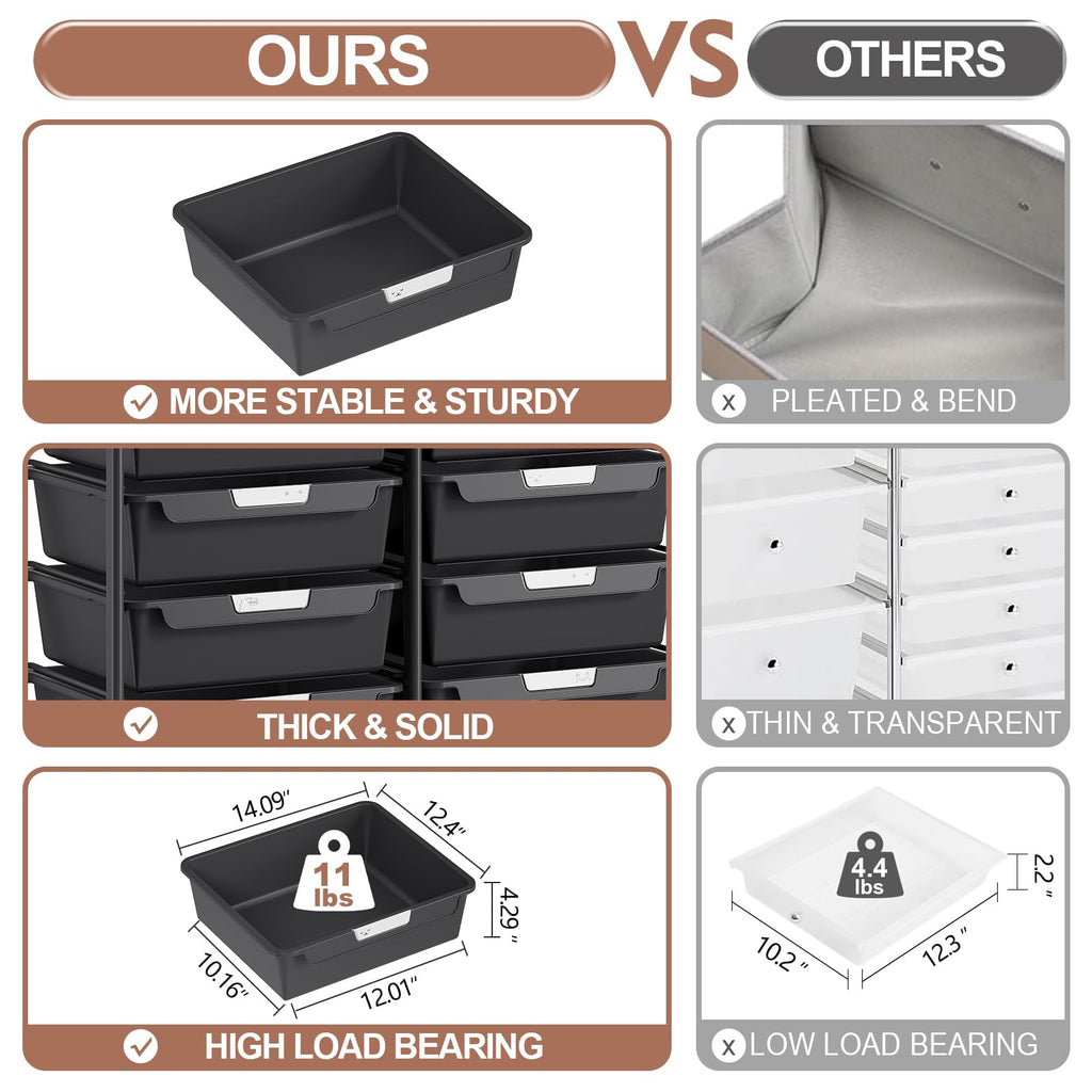 10 Drawer Rolling Storage Cart with Wooden Tabletop P880241