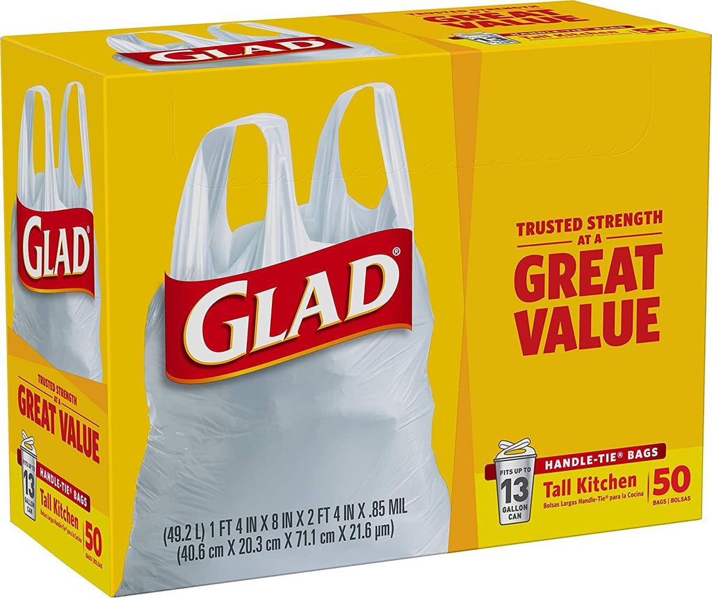13 Gal. Tall Kitchen Handle-Tie Bags 50 ct Pack of 4 F4361