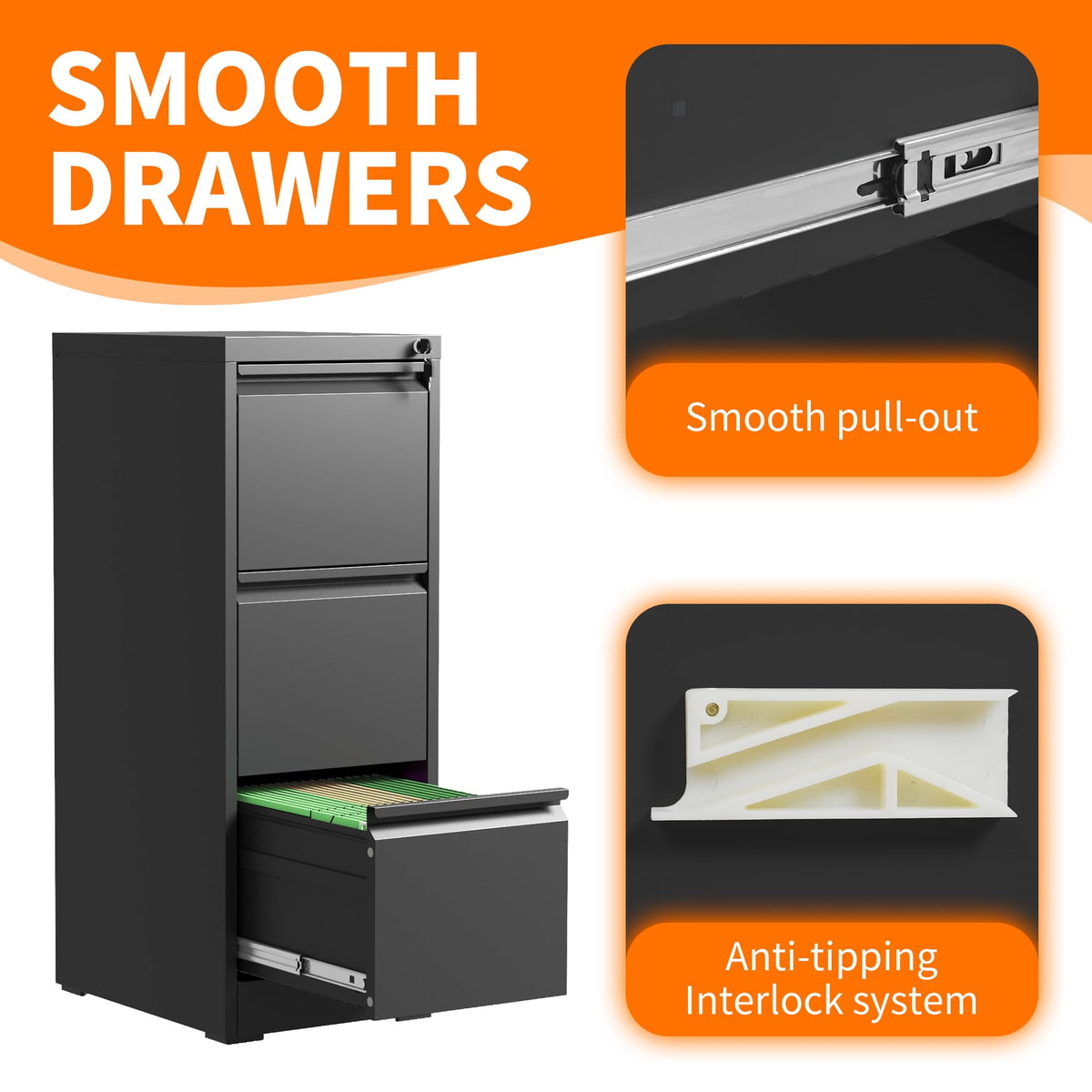 Metal File Cabinet with Drawer Heavy Duty Locking D99872