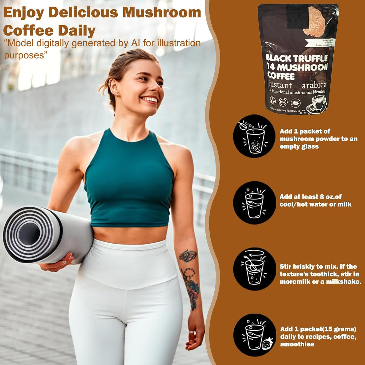 14 in 1 Mushroom Coffee Medium Roast Instant 396g H438457