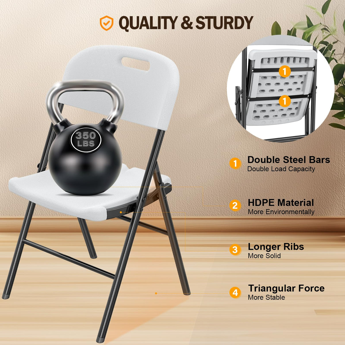 White 4 Pack Folding Chairs T1479