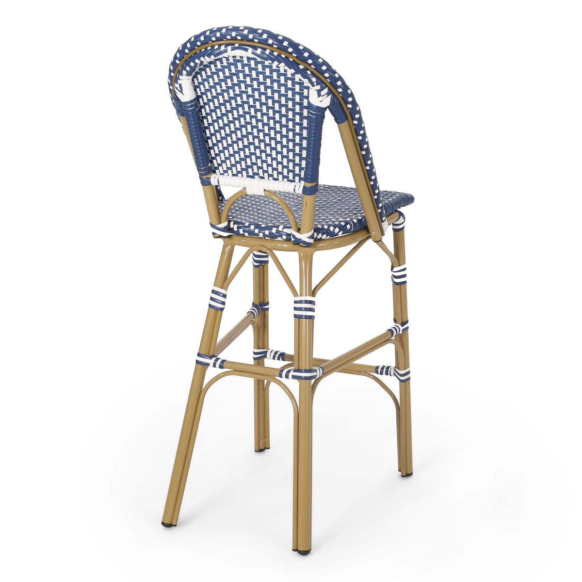 Dark Teal and White PE Rattan Bar Stool Set of 2 C6135