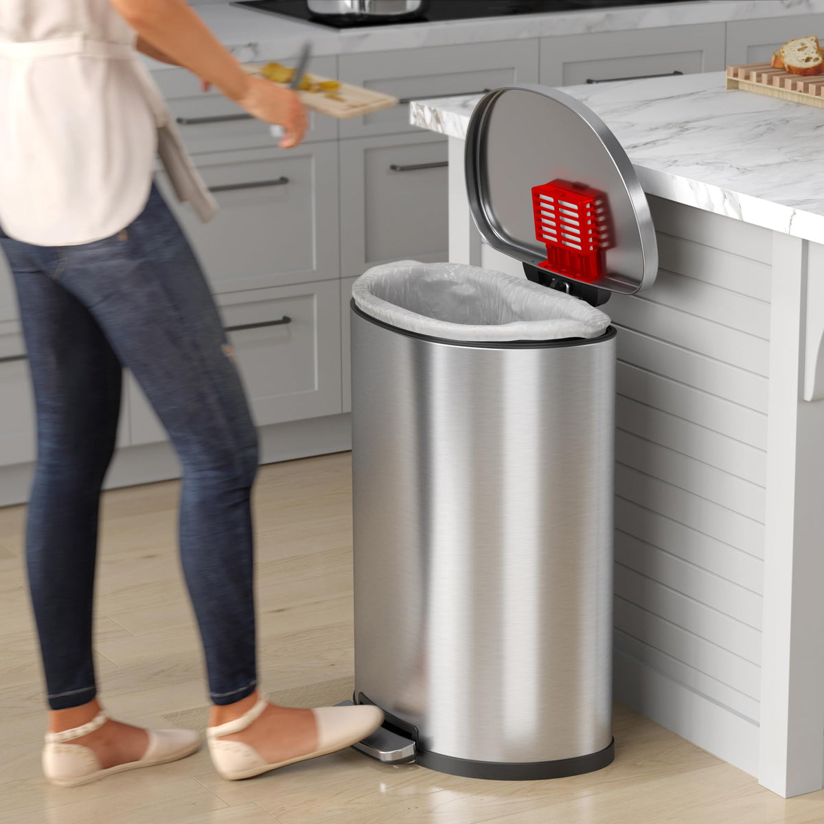 13.2 Gallon Stainless Steel Step Trash Can S241989