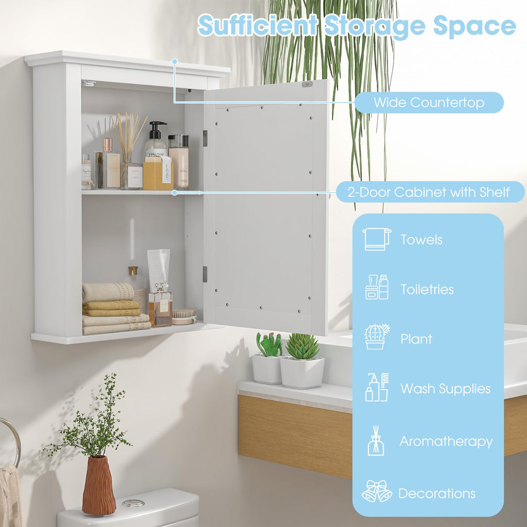 White Wall Mounted Medicine Cabinet with Mirror O59334
