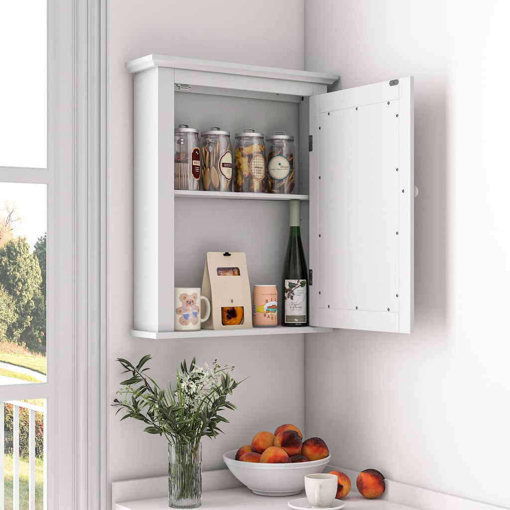 White Wall Mounted Medicine Cabinet with Mirror O59334