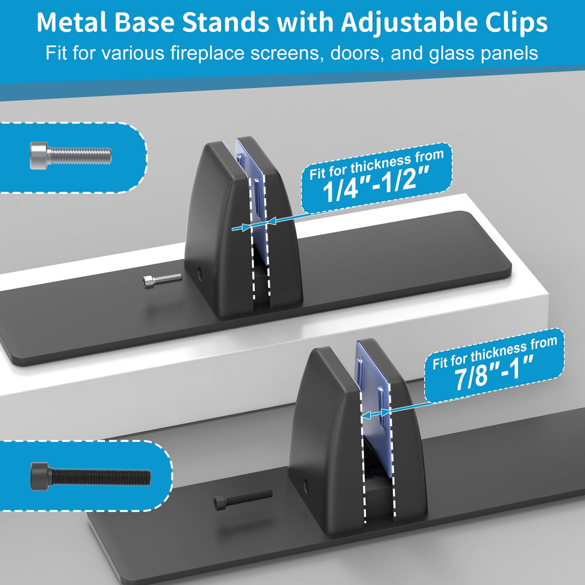 Metal Base Stands for Fireplace Screen, Pack of 2 Black G2983