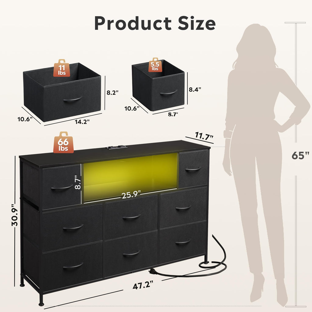Black 8 Drawer TV Stand C926