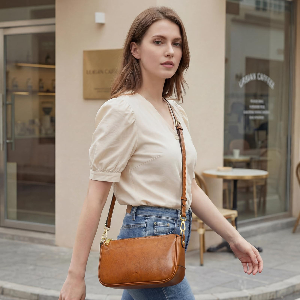 Leather Crossbody Bags with 2 Straps Z8880