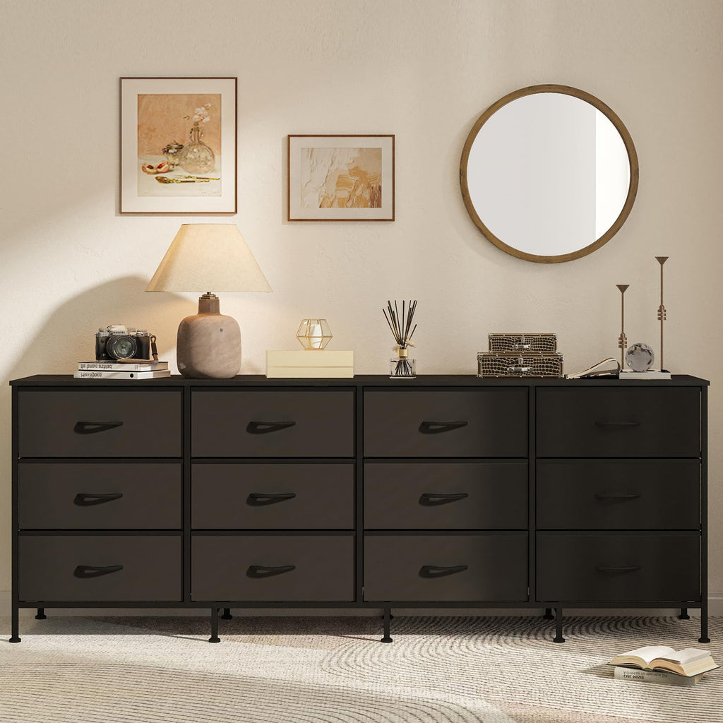 Black 12 Fabric Drawer Dresser with Charging Station G64444