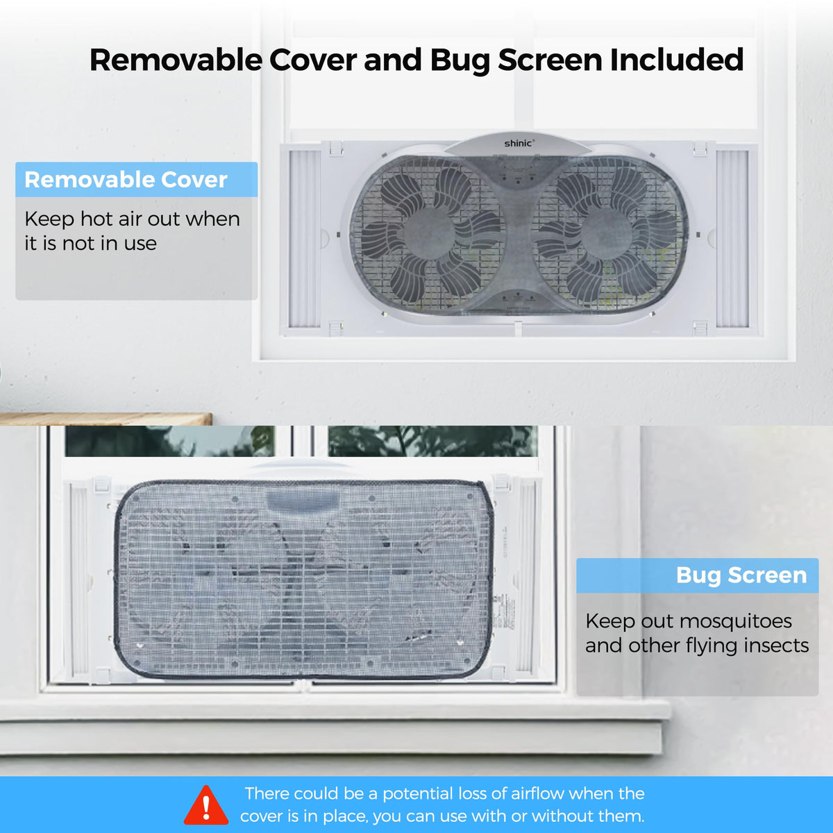 Twin Window Fan with Remote Control, Reversible, 9 inch, 3 Speed Z269451