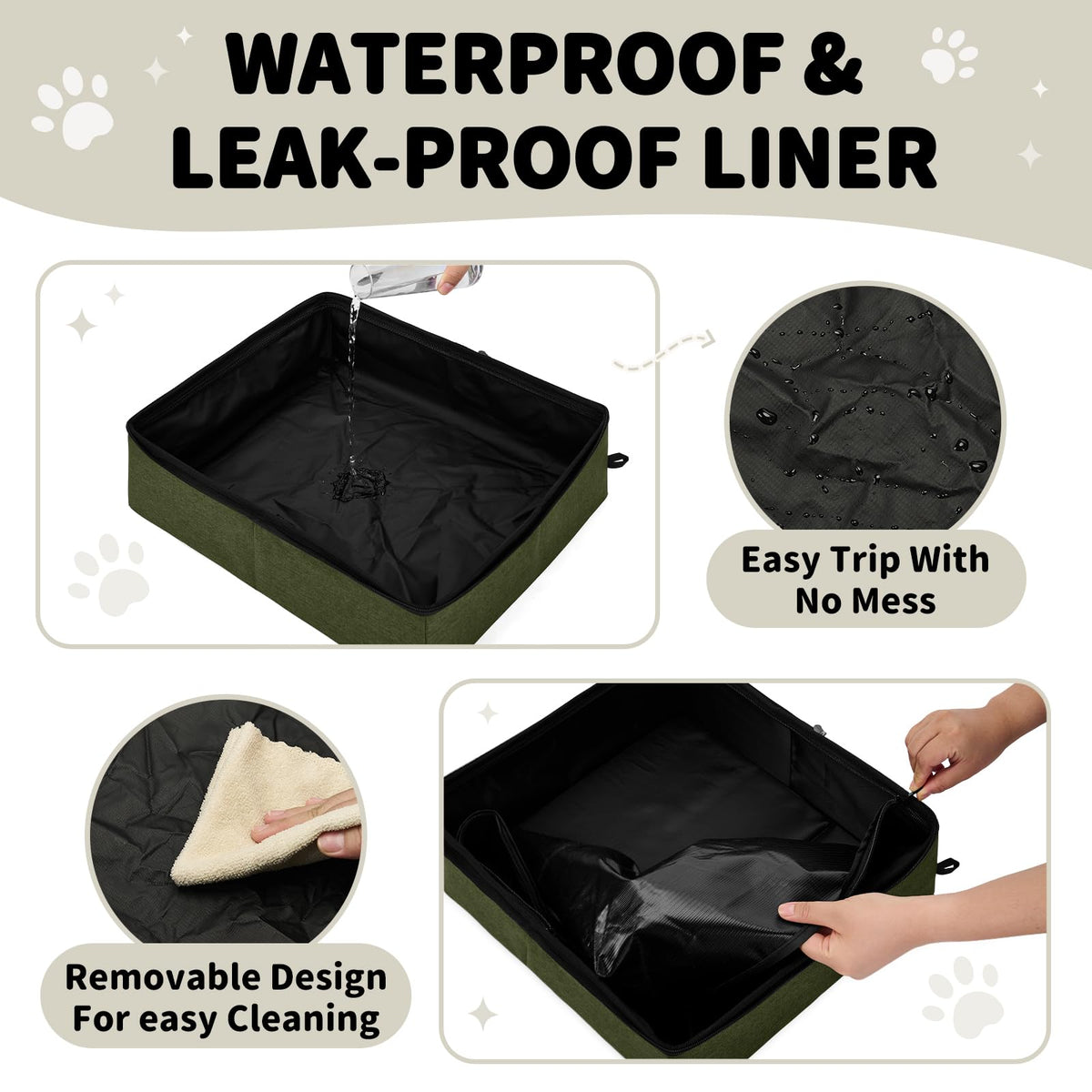 Portable Cat Litter Box with Waterproof Bag and Lid O6136