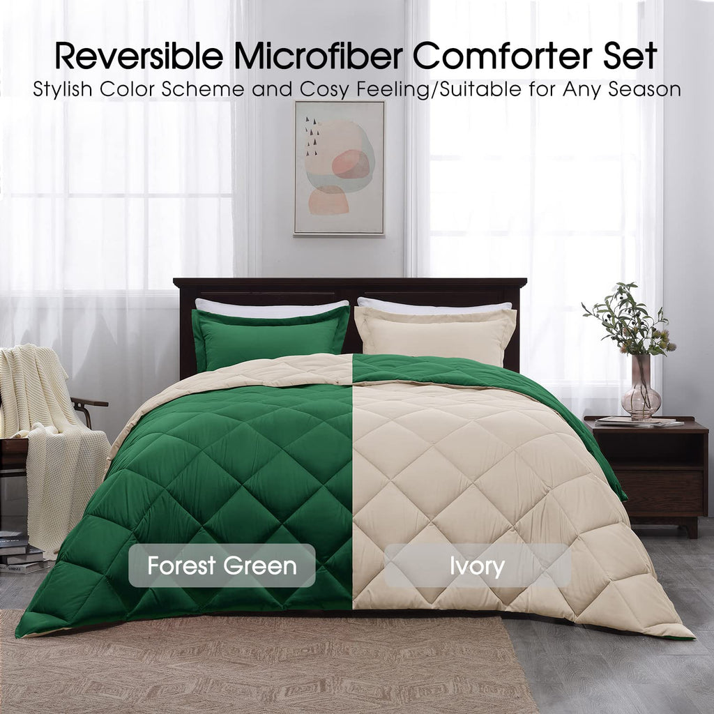 Forest Green King Size Reversible Down Alternative Comforter Set W613