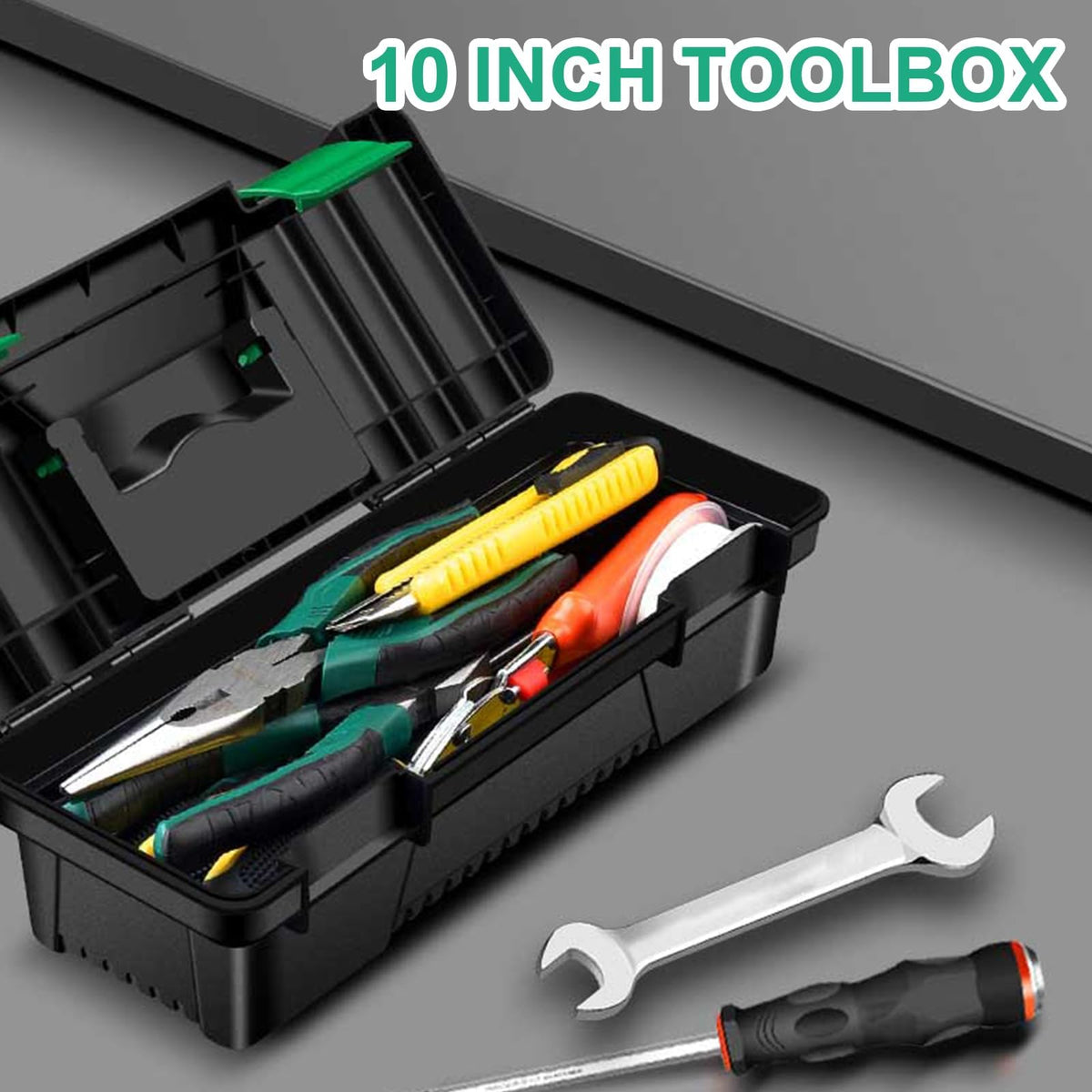 10-inch Plastic Tool Box with Handle and Removable Tray Z567901