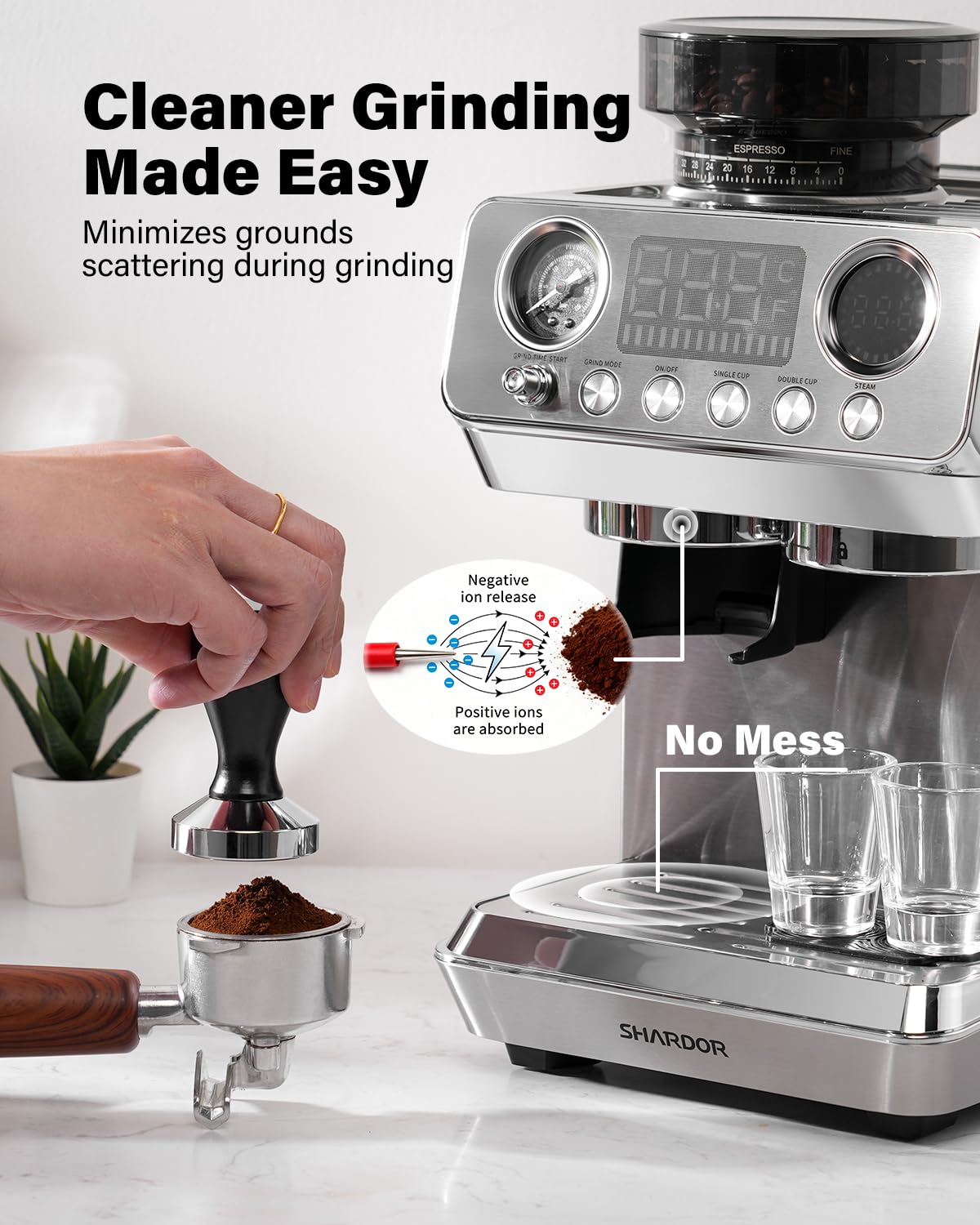 20 Bar Espresso Machine with Built-In Grinder L523881