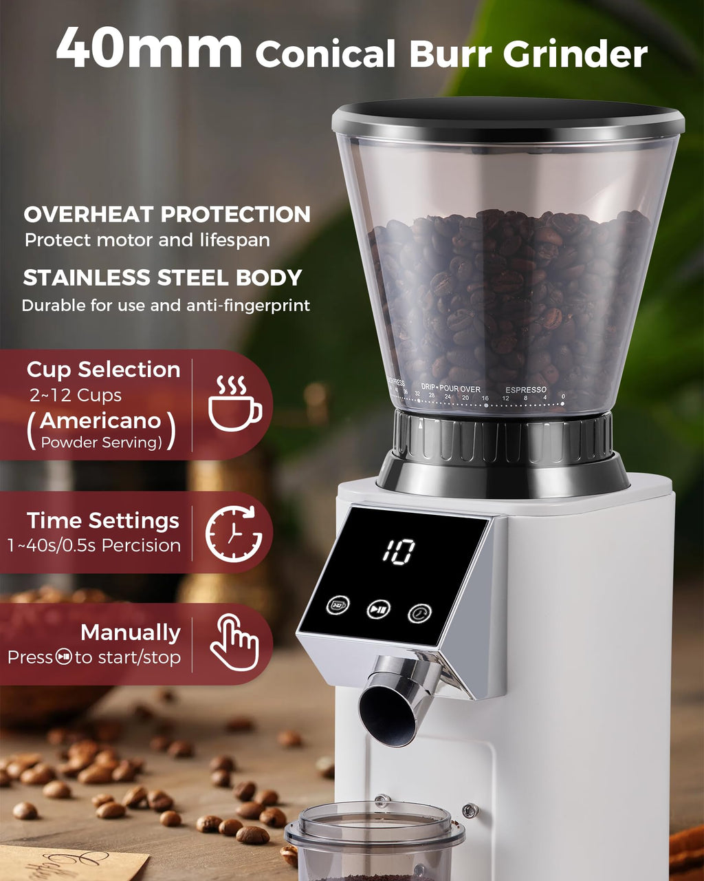 Conical Burr Coffee Grinder with Espresso Machine X369531