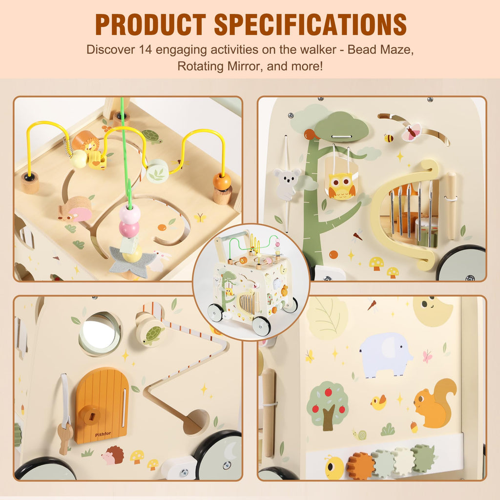 Wooden Activity Cube Push Walker N479061