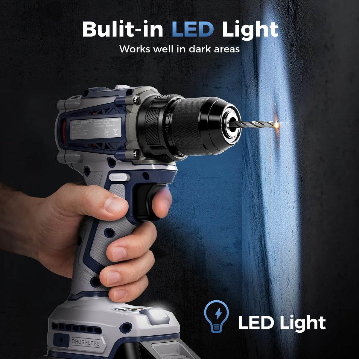 20V Cordless Brushless Power Drill with 2.0Ah Battery and Charger Y886664