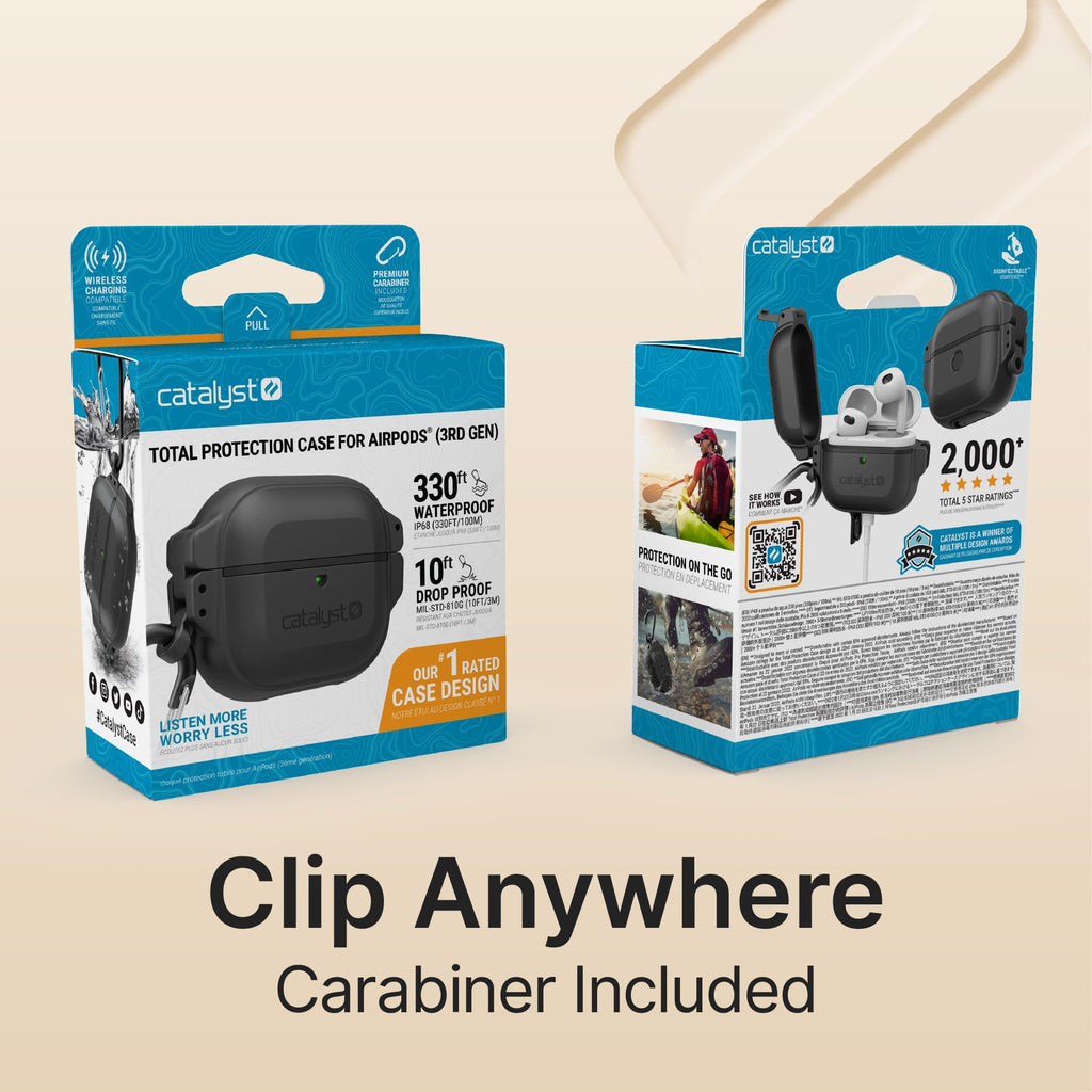Waterproof Shockproof Protective Case for AirPods 3rd Generation with Carabiner H2635