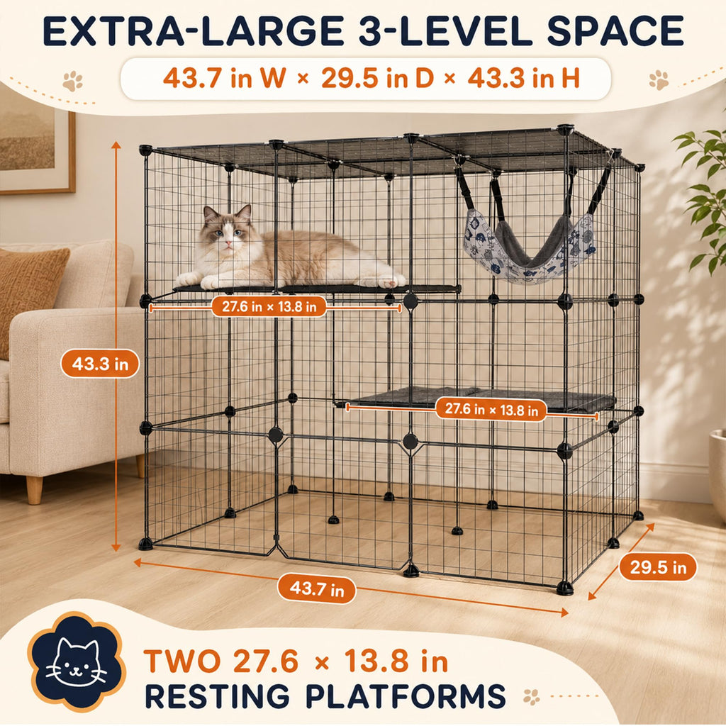 Large 3-Tier Metal Wire Cat Cage N667002