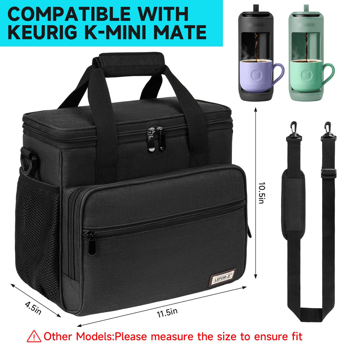 Black Coffee Maker Travel Bag with Multiple Pockets O857