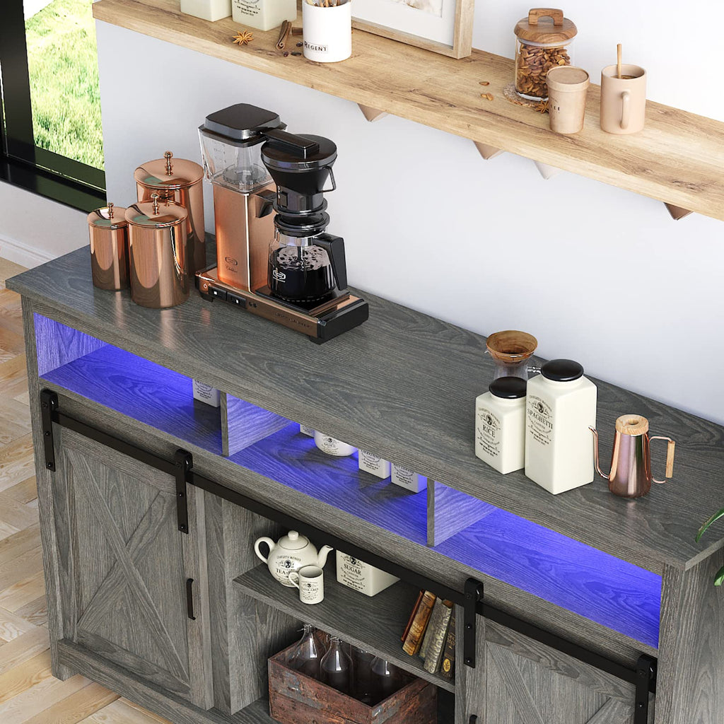 Wash Grey Wooden TV Stand with Sliding Barn Door F81867