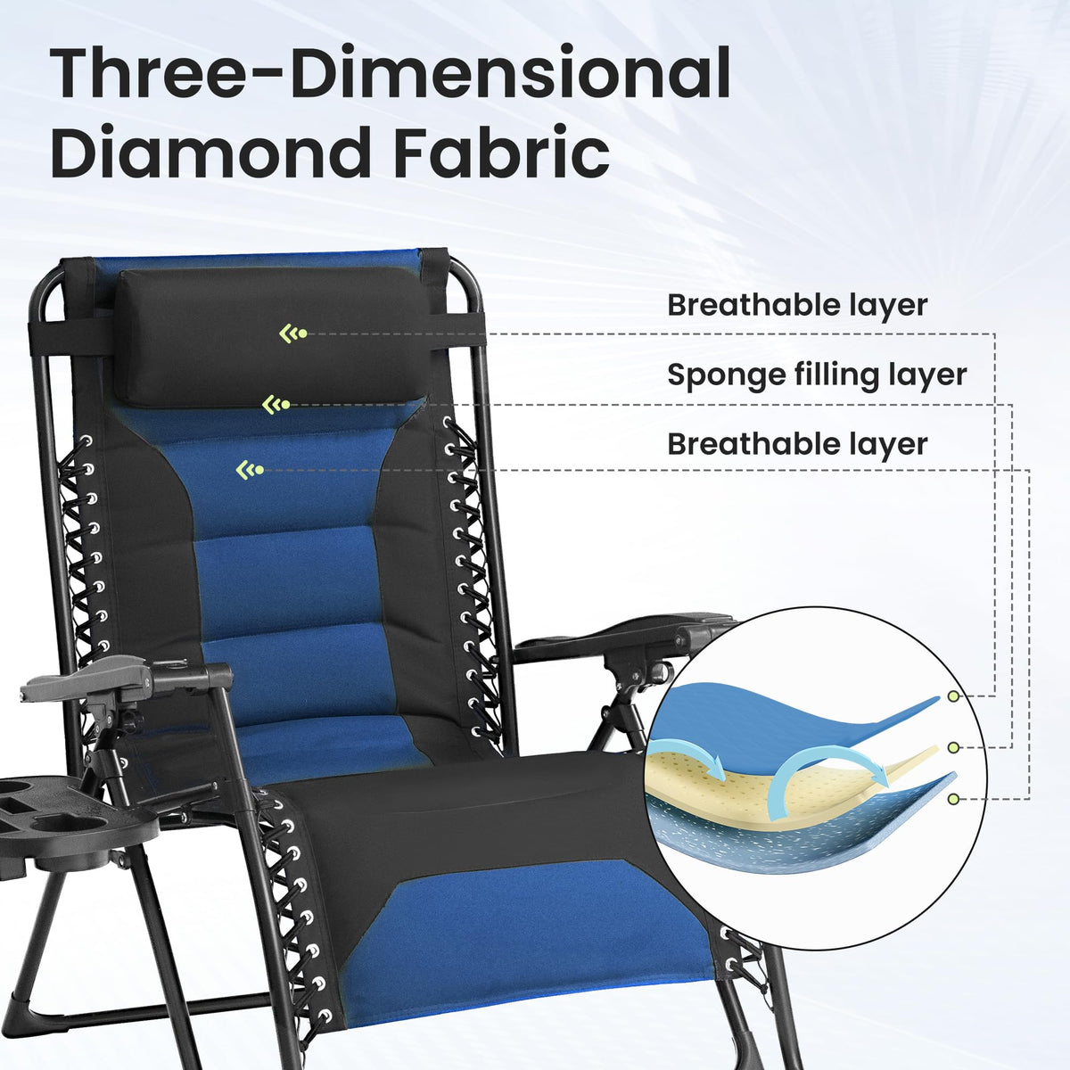 Oversized Zero Gravity Chair 2 Pack Folding Recliner with Pillow & Cup Holder R26593