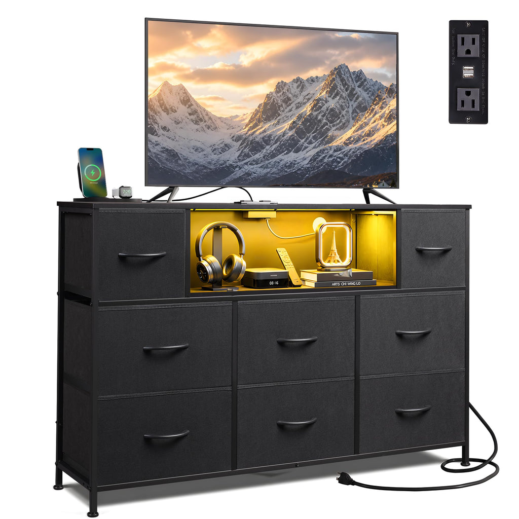 Black 8 Drawer TV Stand C926