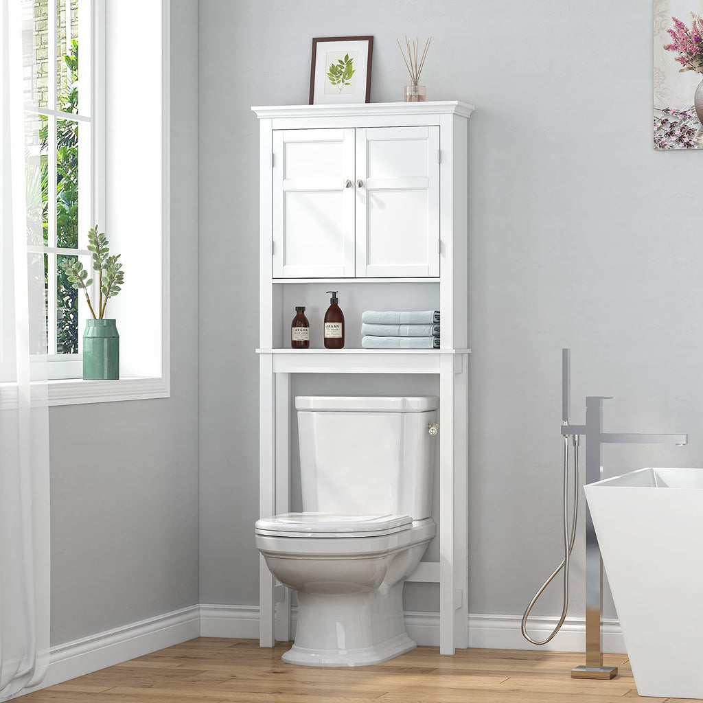 Over the Toilet Storage Cabinet with Doors and Adjustable Shelf H3246