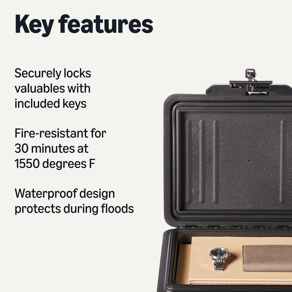 Fire-Resistant Waterproof Fire Chest with Mechanical Key, 0.22 cu. ft, Black K46247