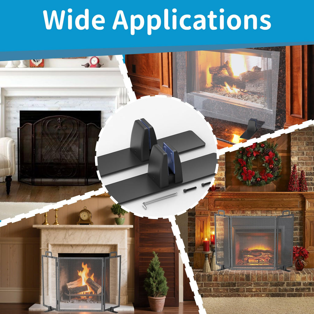 Metal Base Stands for Fireplace Screen, Pack of 2 Black G2983