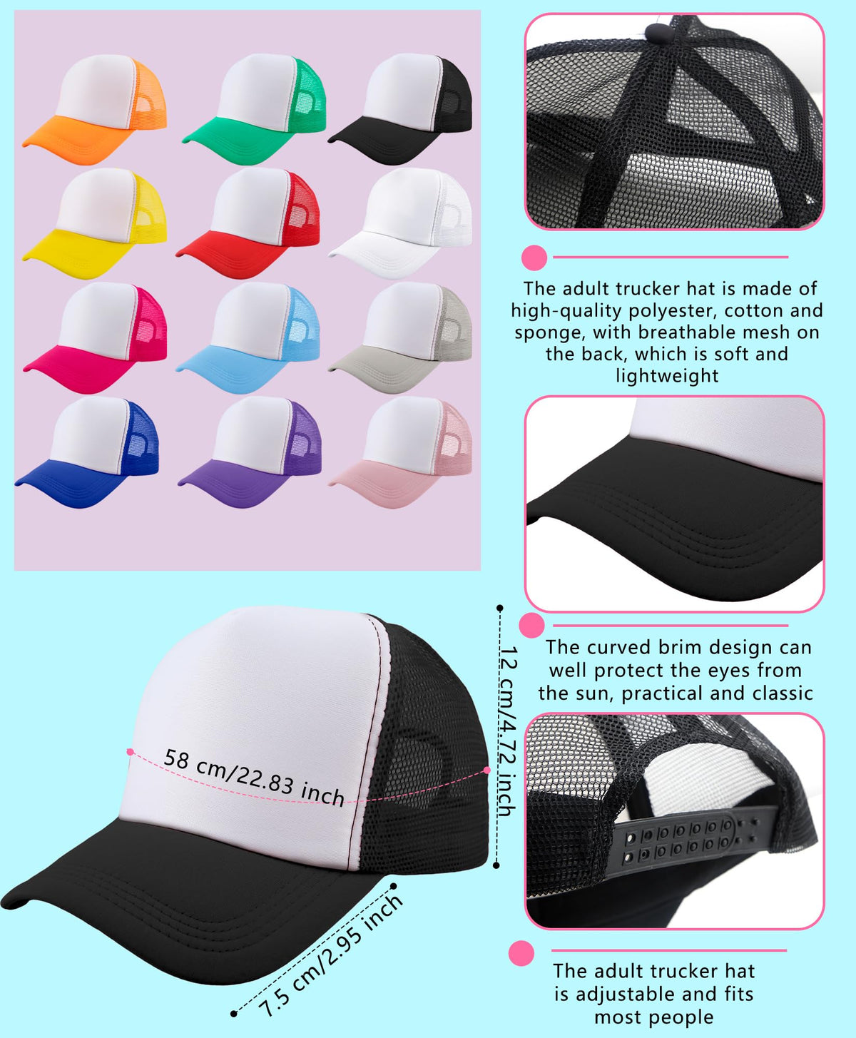 30 Pack Sublimation Trucker Caps Mesh Baseball Hat G34236
