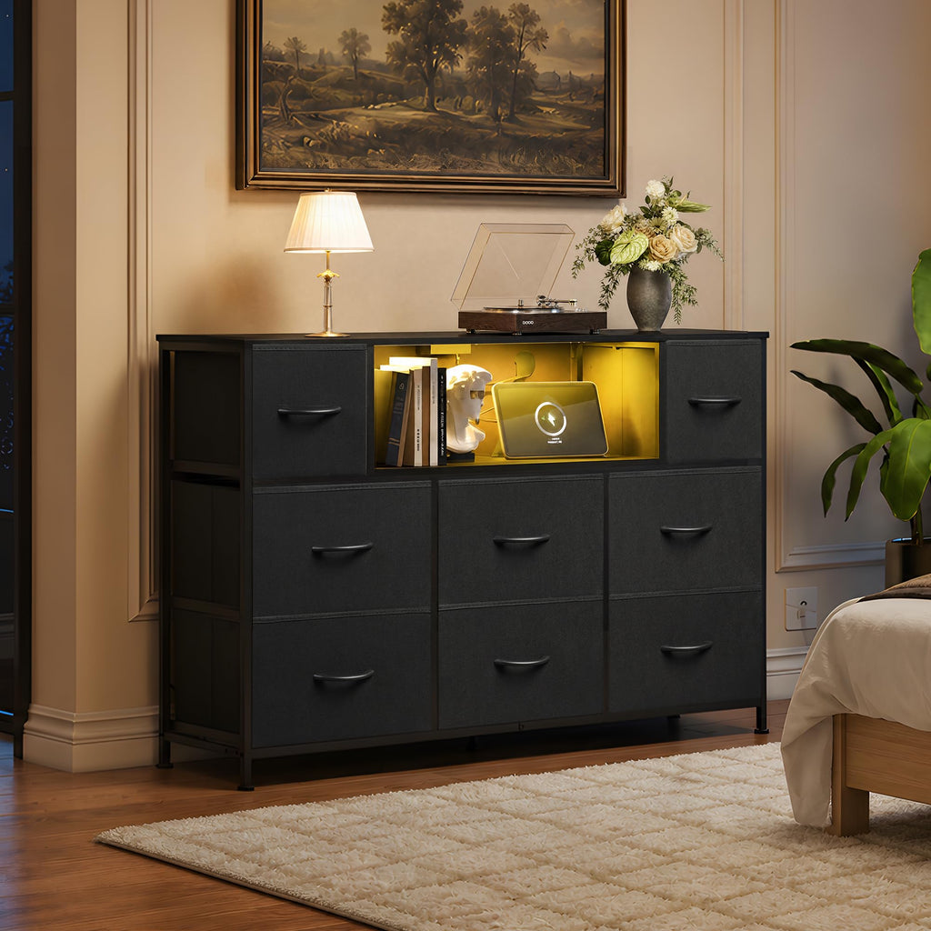 Black 8 Drawer TV Stand C926