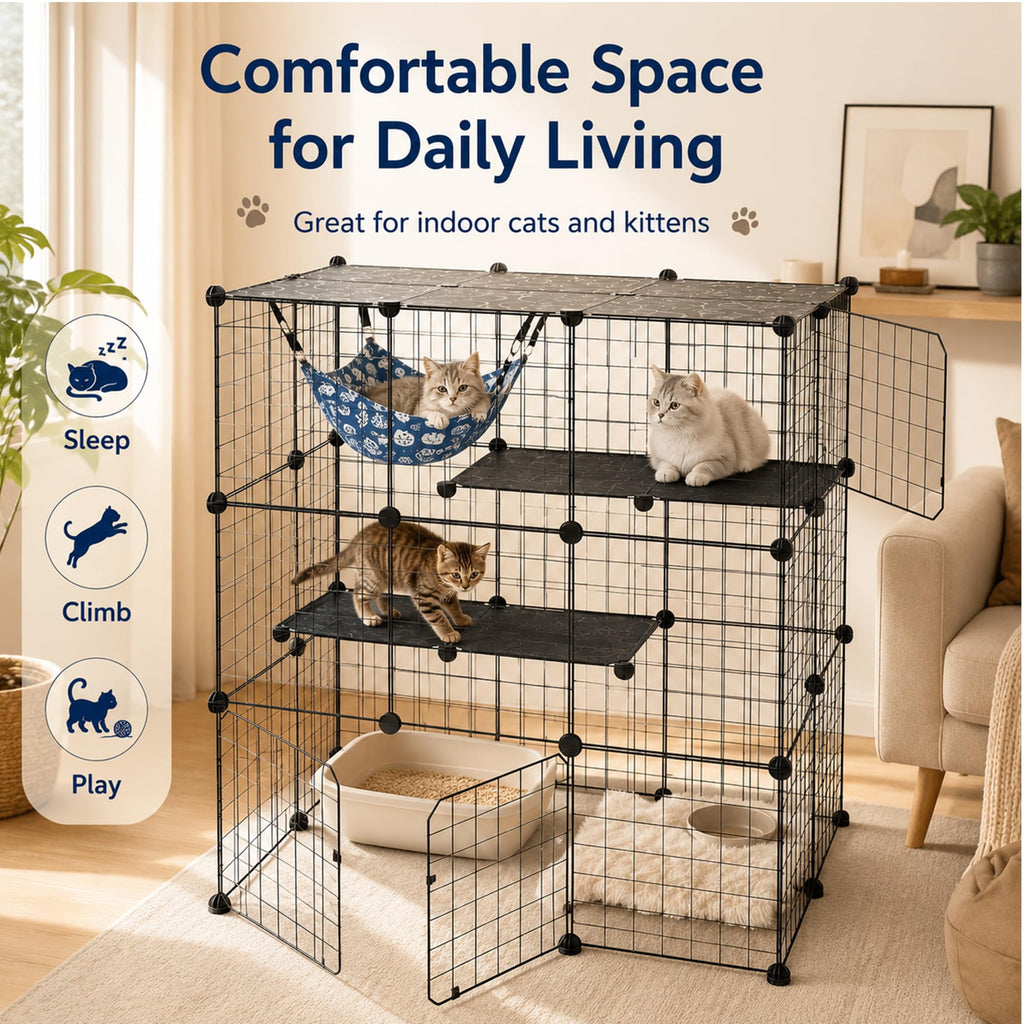 Large 3-Tier Metal Wire Cat Cage N667002