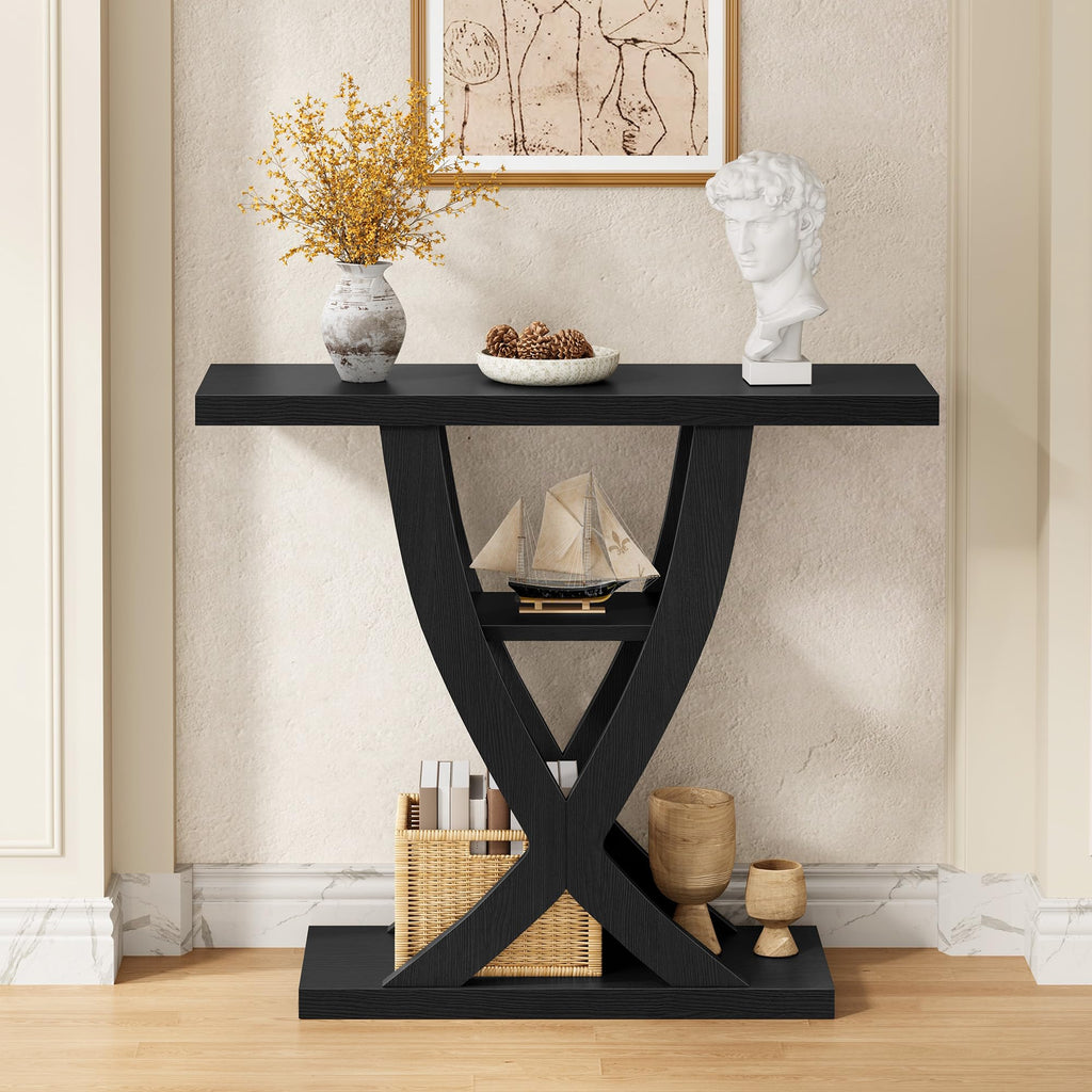31.5" 3 Tier Black Console Table S52425
