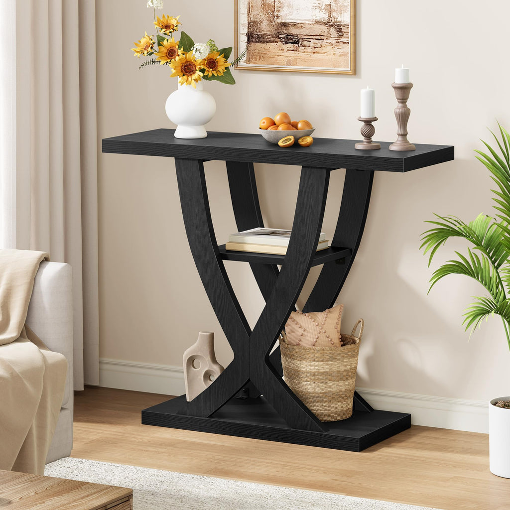 31.5" 3 Tier Black Console Table S52425