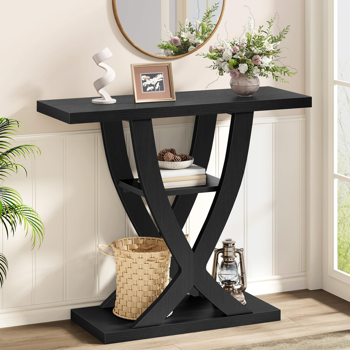 31.5" 3 Tier Black Console Table S52425