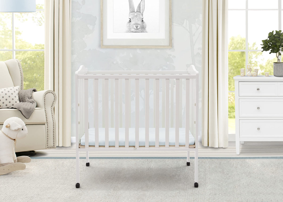 Folding Portable Mini Baby Crib with Mattress, White D622