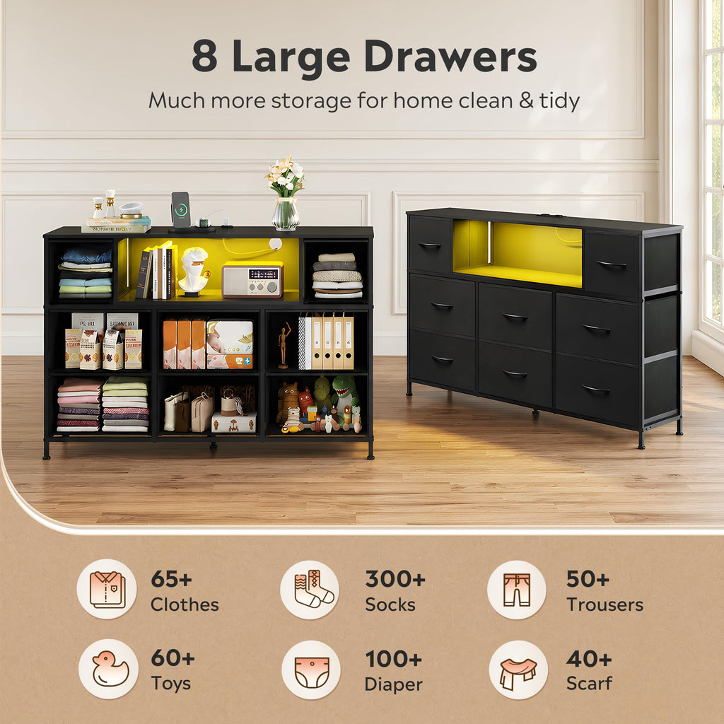 Black 8 Drawer TV Stand C926