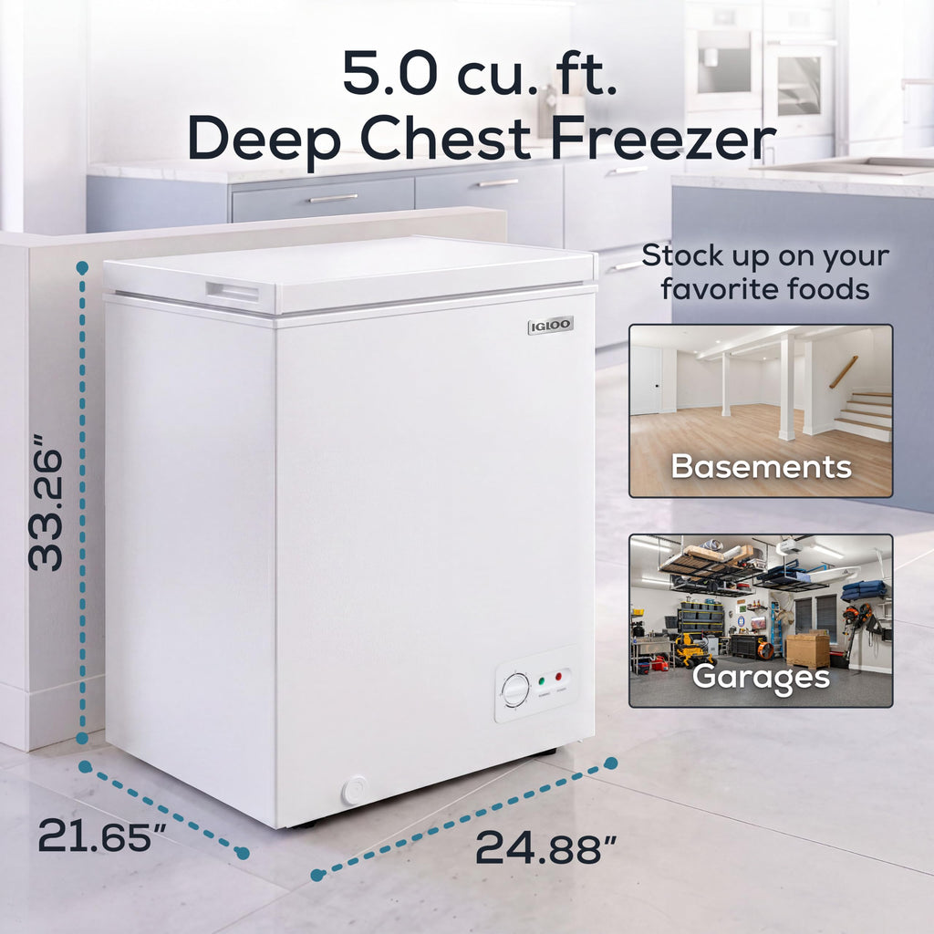 5.0 Cu Ft Upright Deep Freezer with Removable Basket U11443